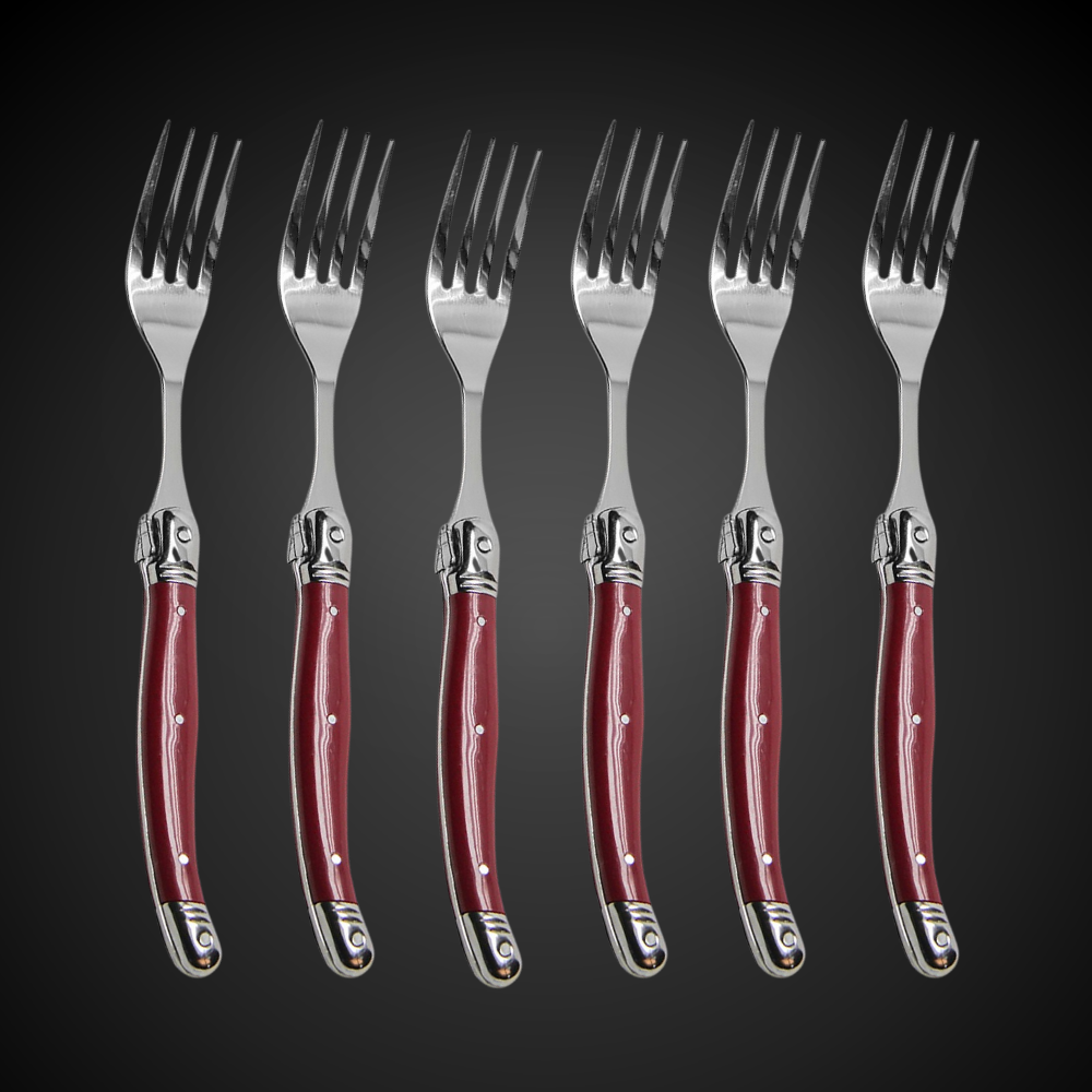 Conjunto De 6 Garfos Laguiole Luxo Em Bandeja De Madeira, Bordeax