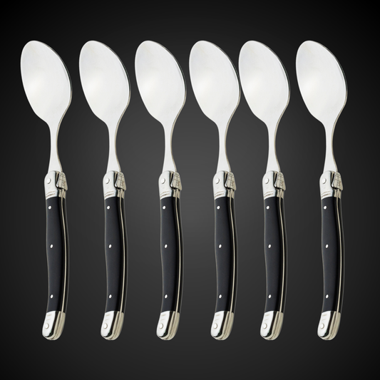 Conjunto De 6 Colheres Laguiole Luxo Em Bandeja De Madeira, Preto