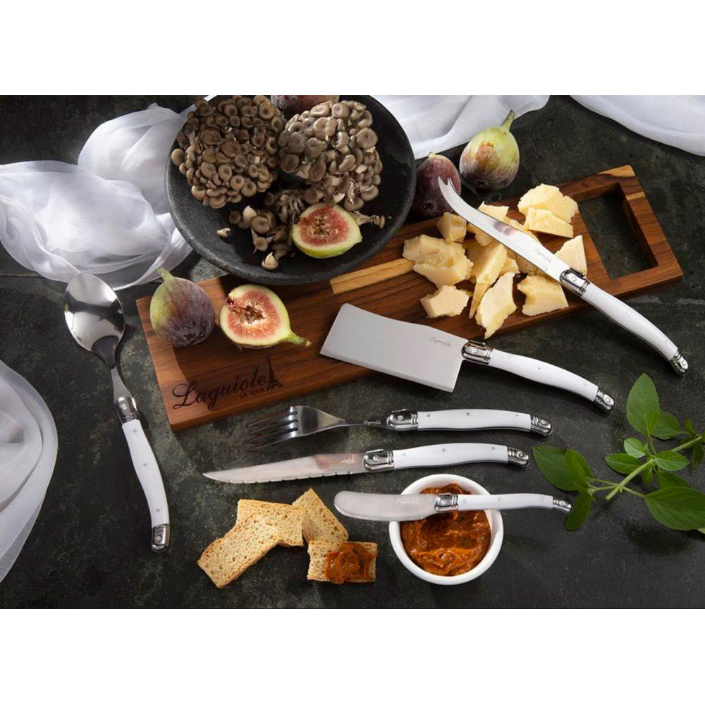 Conjunto De 4 Facas Laguiole Luxo Para Manteiga Em Bandeja De Madeira, Branco