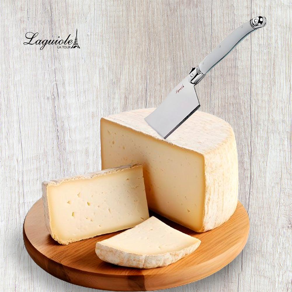 Conjunto De 3 Facas Laguiole Luxo Para Queijo Em Bandeja De Madeira, Branco