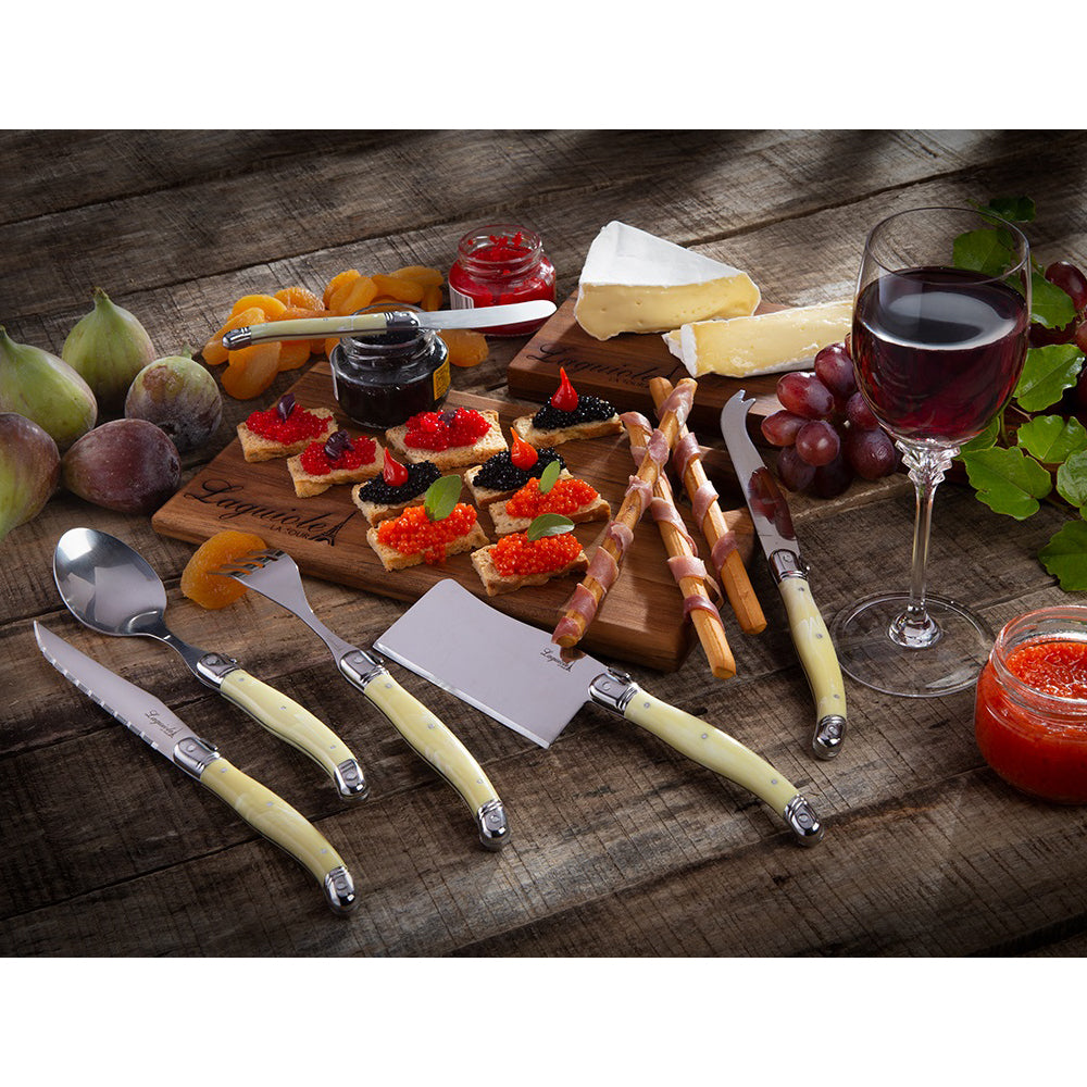 Conjunto De 6 Garfos Laguiole Luxo Em Bandeja De Madeira, Marfim