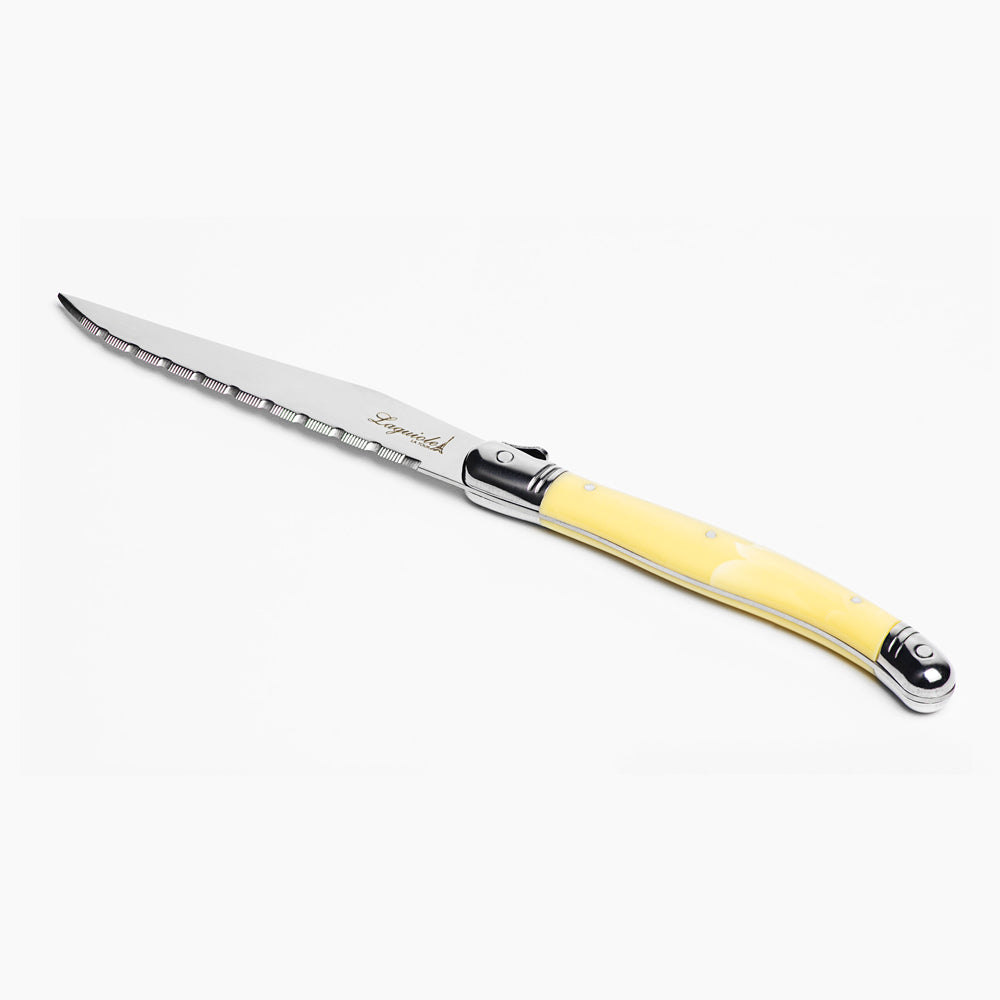 Conjunto De 6 Facas Laguiole Luxo Com Cepo De Madeira, Marfim