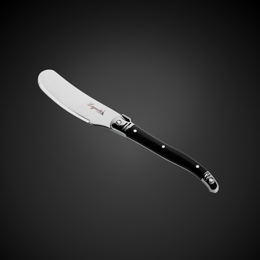 Conjunto De 4 Facas Laguiole Luxo Para Manteiga Em Bandeja De Madeira, Preto