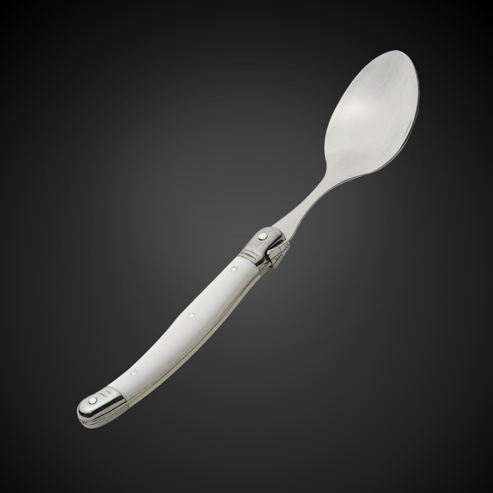 Conjunto De 6 Colheres Laguiole Luxo Em Bandeja De Madeira, Branco