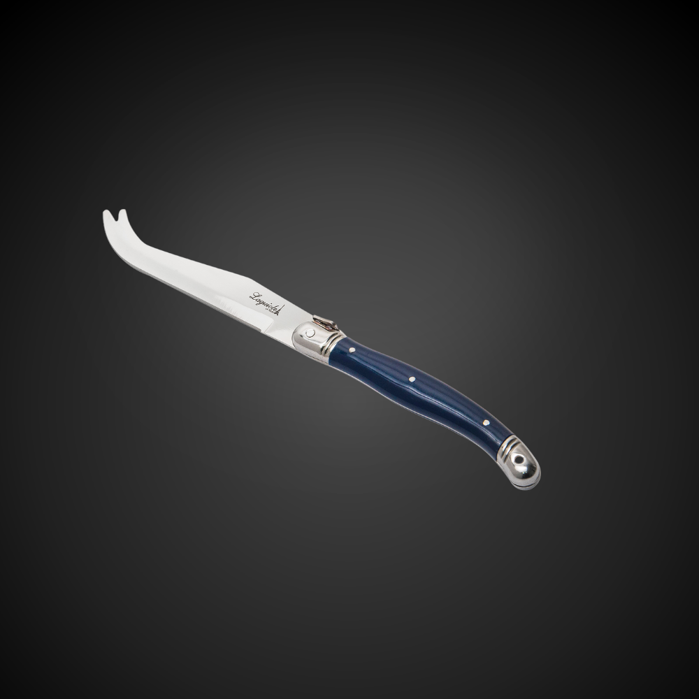 Conjunto De 3 Facas Laguiole Luxo Para Queijo Em Bandeja De Madeira, Azul