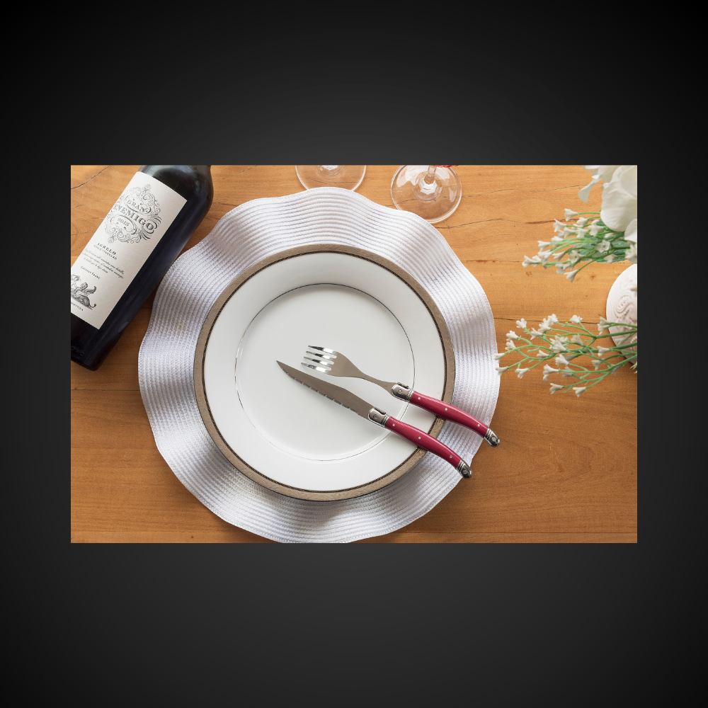 Conjunto De 6 Garfos Laguiole Luxo Em Bandeja De Madeira, Bordeax