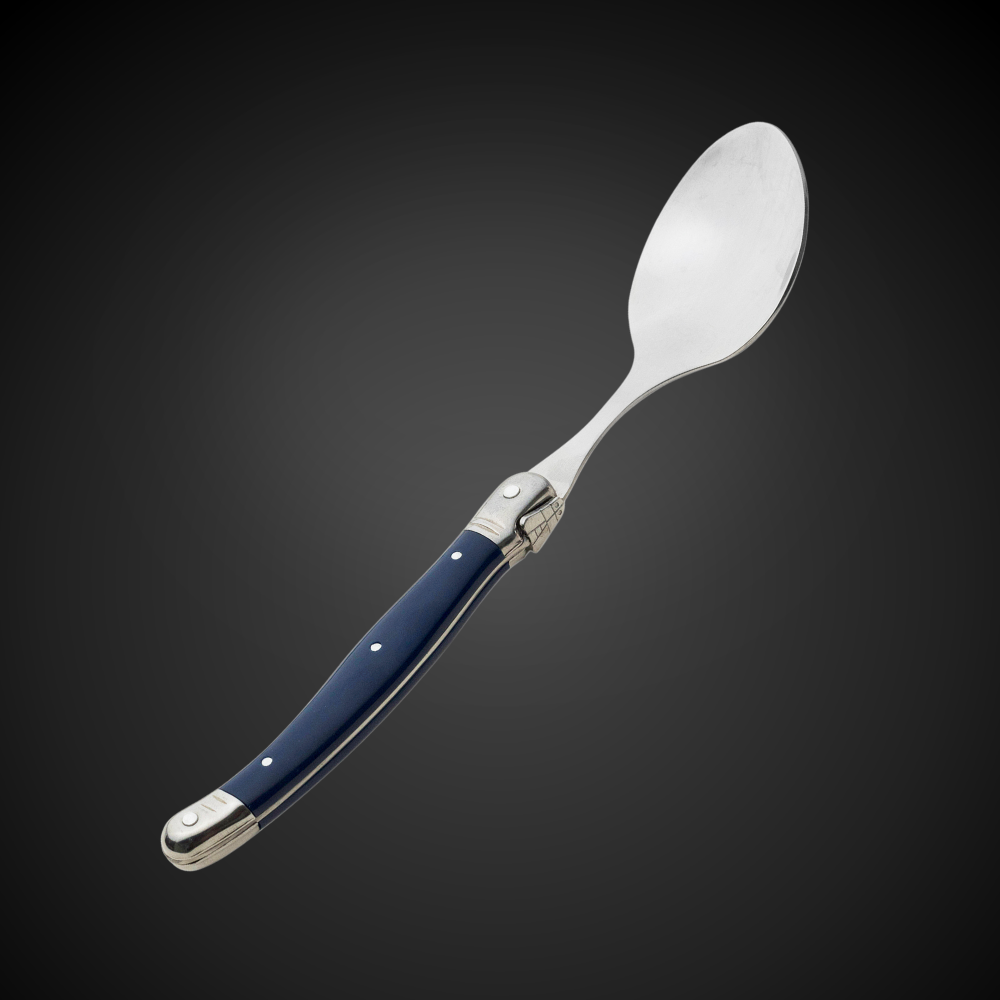 Conjunto De 6 Colheres Laguiole Luxo Em Bandeja De Madeira, Azul