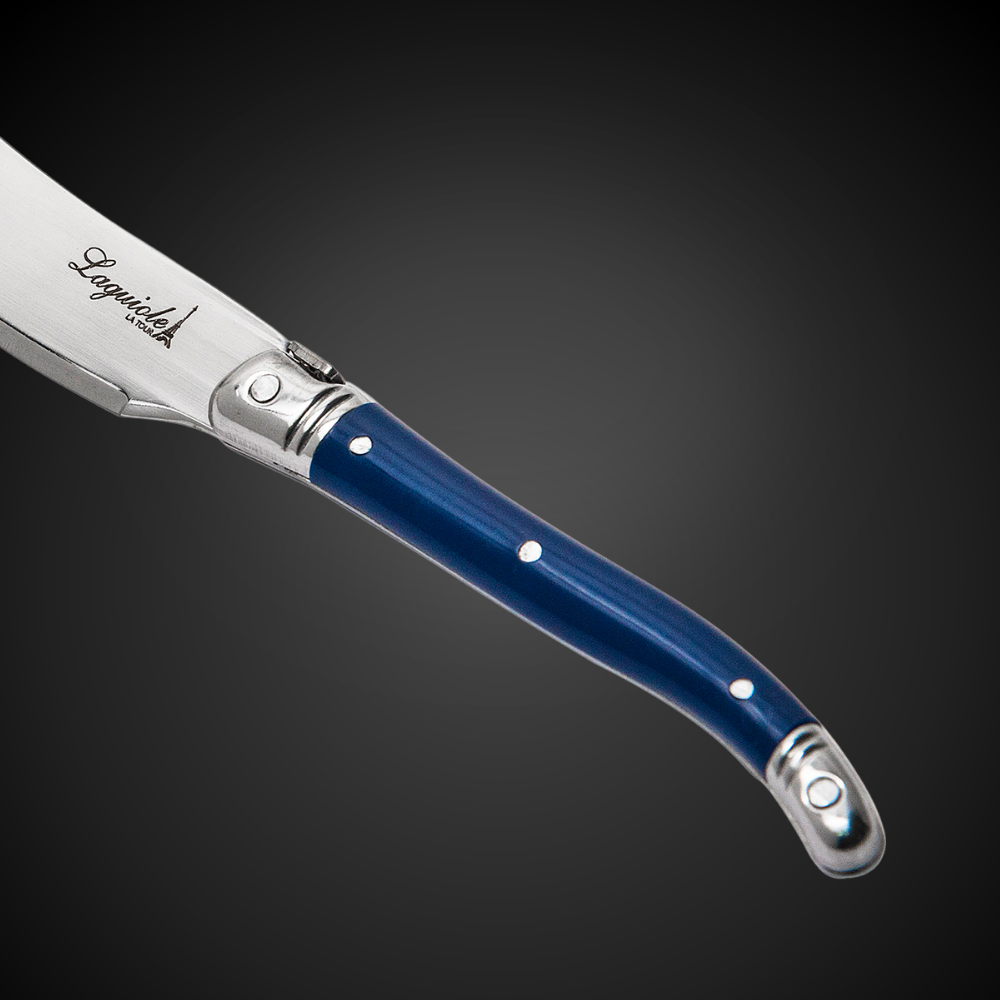 Conjunto De 4 Facas Laguiole Luxo Para Manteiga Em Bandeja De Madeira, Azul