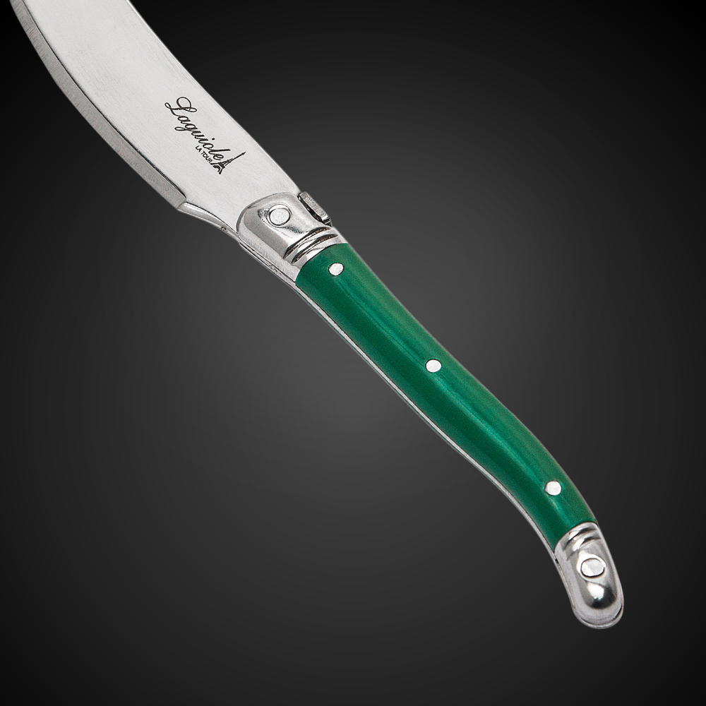 Conjunto De 4 Facas Laguiole Luxo Para Manteiga Em Bandeja De Madeira, Verde
