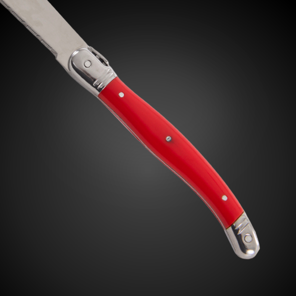 Conjunto De 6 Facas Laguiole Luxo Com Cepo De Madeira, Vermelho