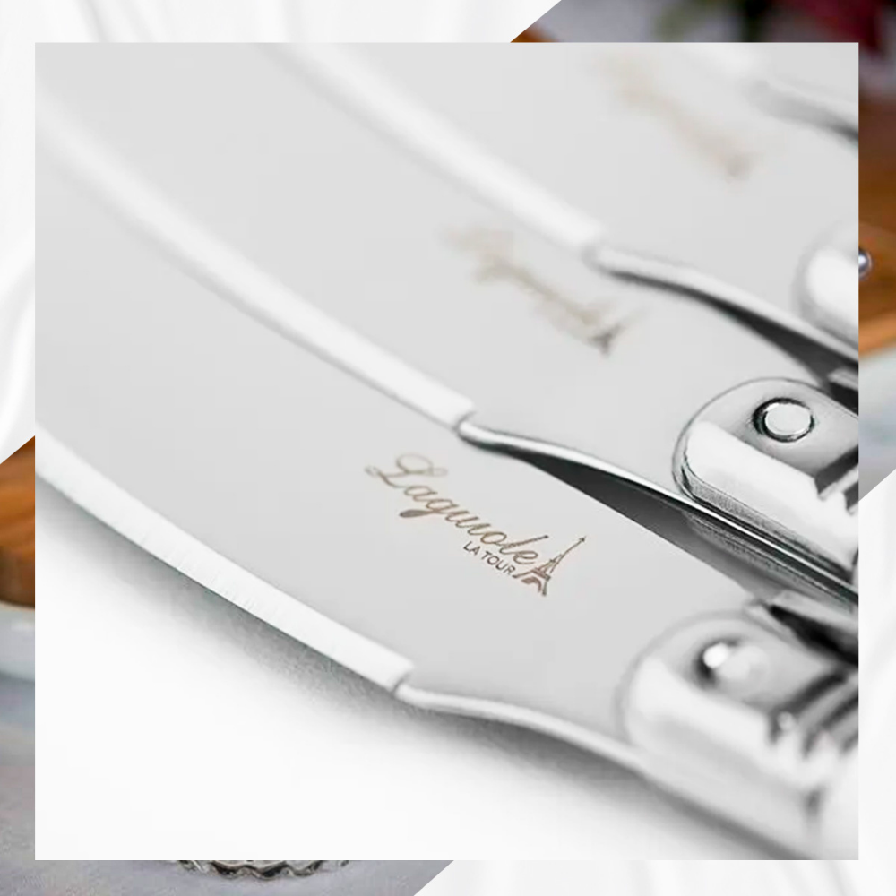 Conjunto De 4 Facas Laguiole Luxo Para Manteiga Em Bandeja De Madeira, Vermelho