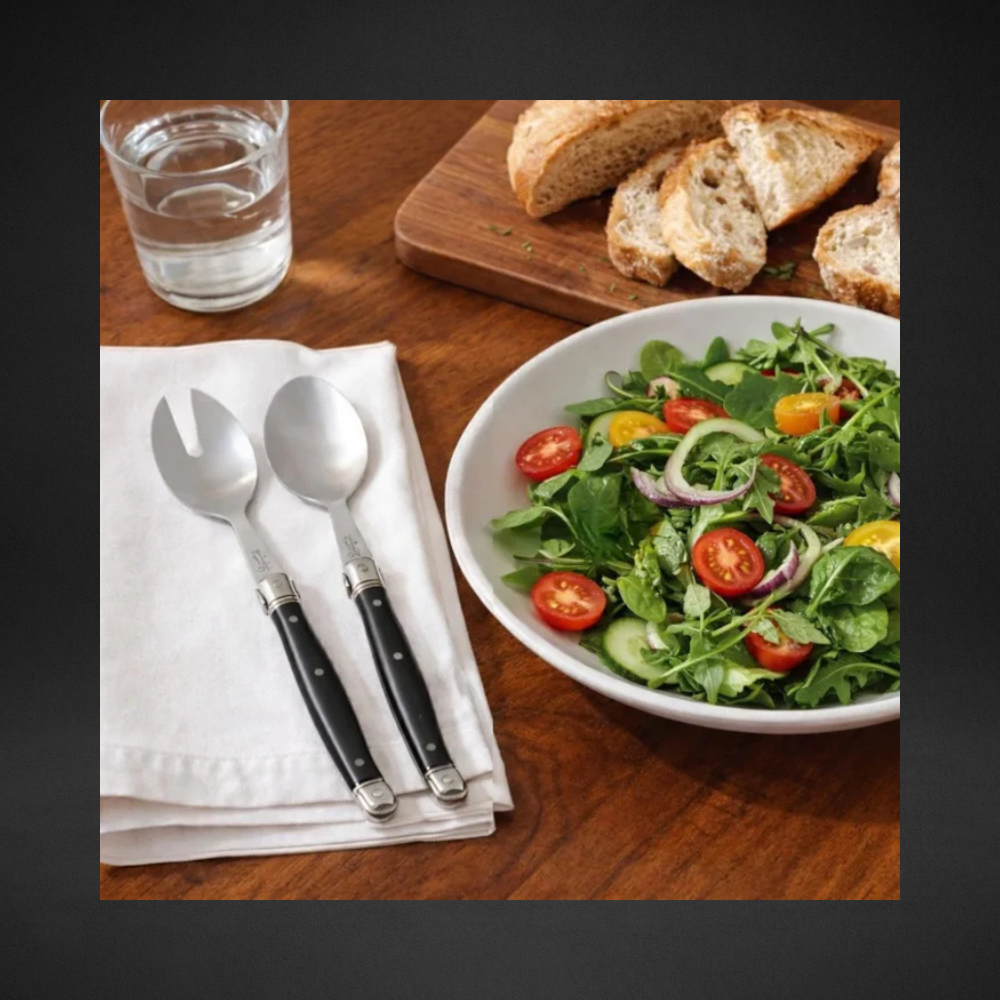 Conjunto Talheres Para Salada Laguiole La Tour Em Inox Cabo Preto