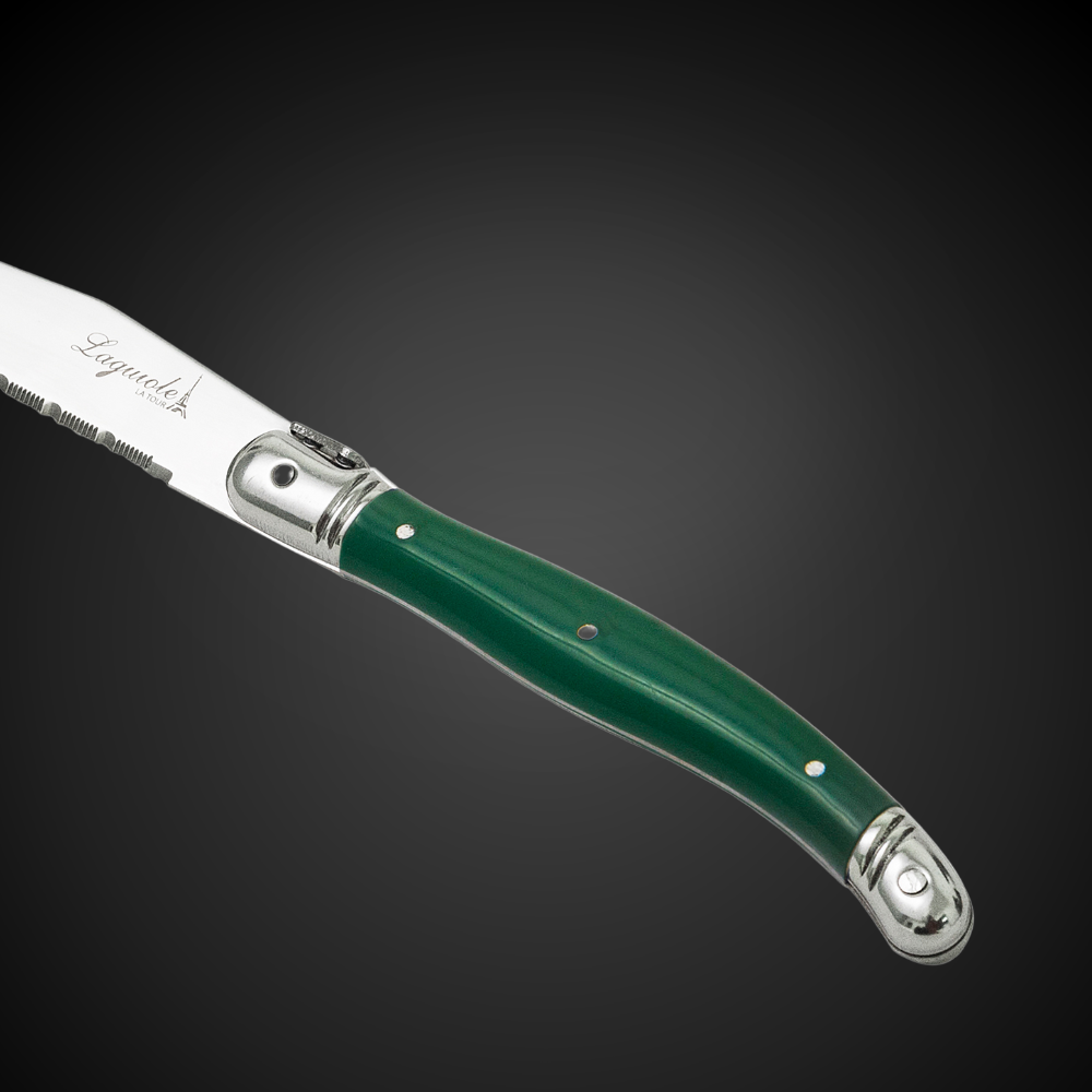 Conjunto De 6 Facas Laguiole Luxo Com Cepo De Madeira, Verde