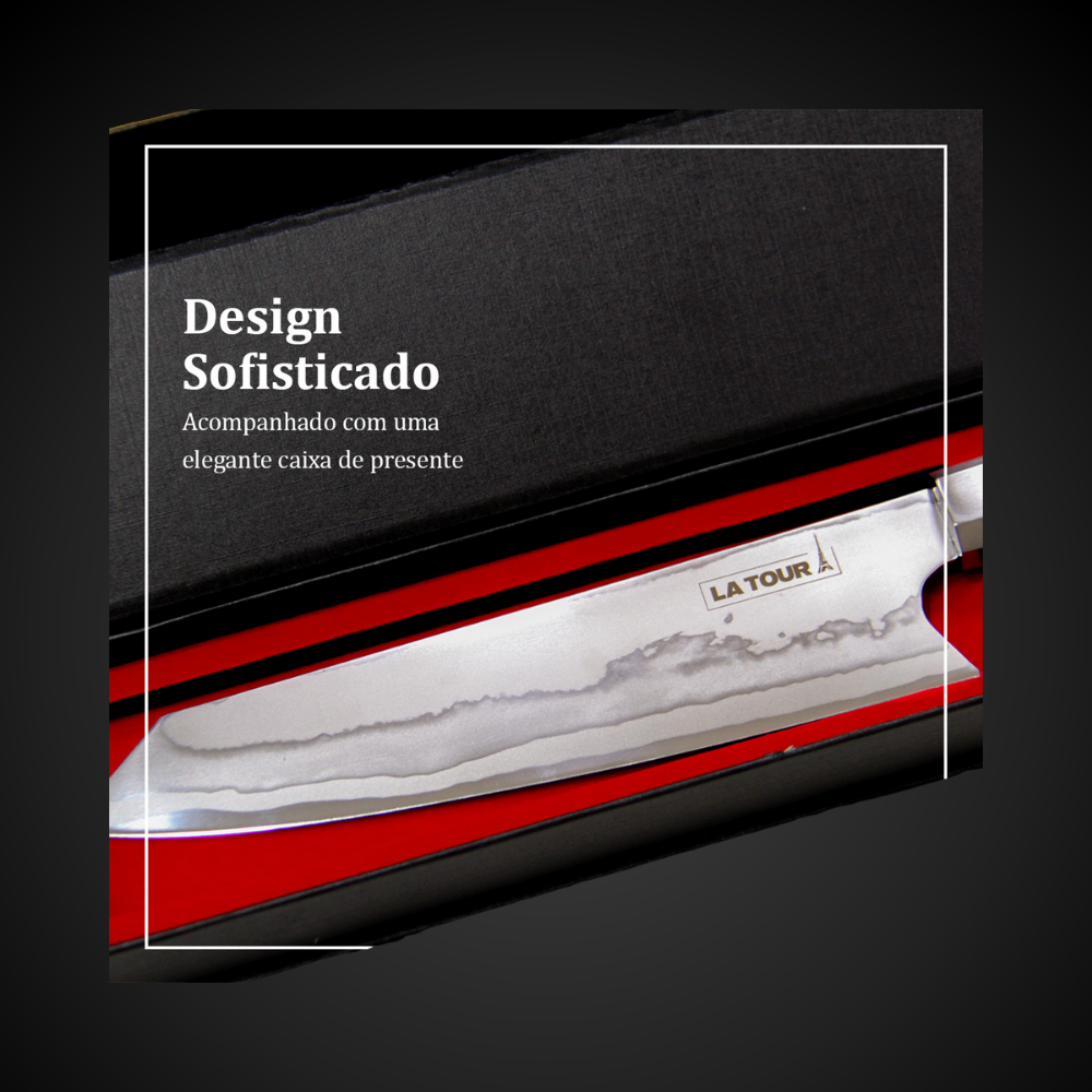 Faca Profissional Kyoto Damasco Aço 440C 7 Camadas