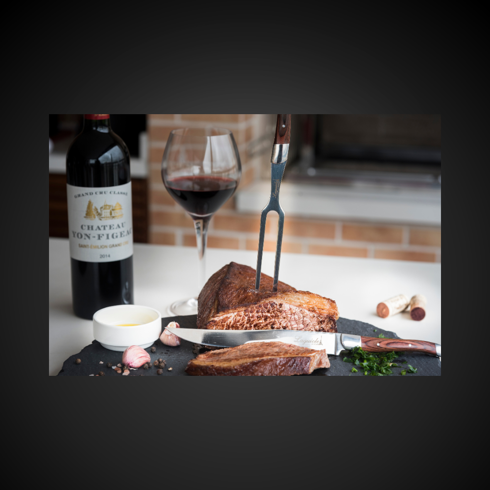 Faca & Garfo Para Destrinchar Laguiole Ultra Premium Com Caixa Para Presente