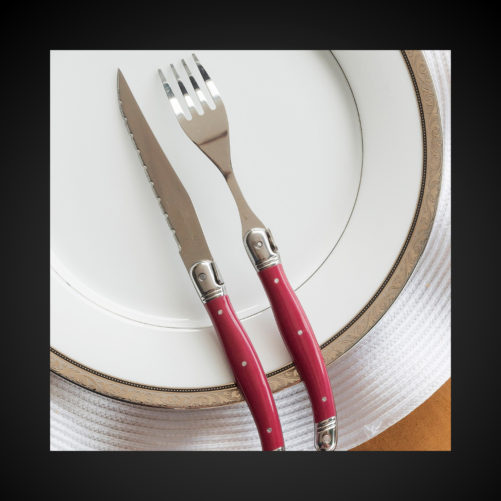 Conjunto De 6 Garfos Laguiole Luxo Em Bandeja De Madeira, Bordeax