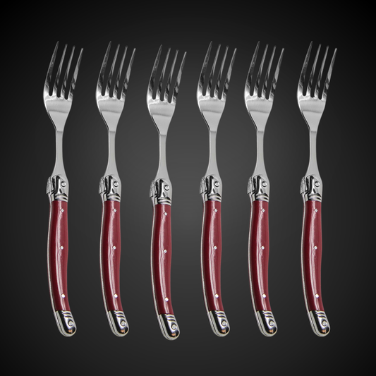 Conjunto De 6 Garfos Laguiole Luxo Em Bandeja De Madeira, Bordeax