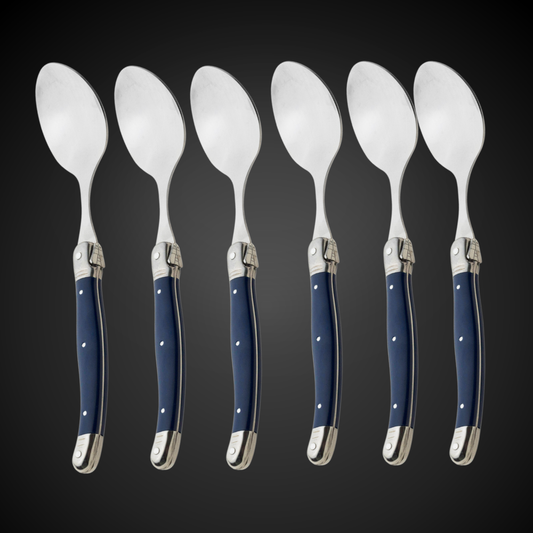 Conjunto De 6 Colheres Laguiole Luxo Em Bandeja De Madeira, Azul