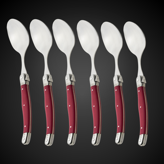 Conjunto De 6 Colheres Laguiole Luxo Em Bandeja De Madeira, Bordeax