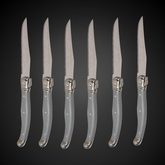 Conjunto De 6 Facas Luxo Com Cepo De Madeira, Cinza Laguiole