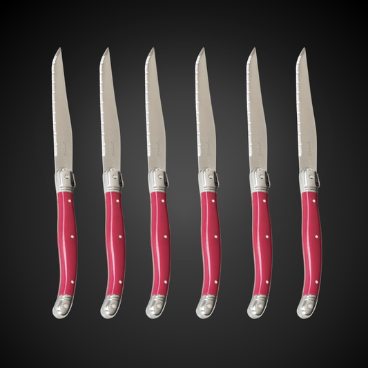 Conjunto De 6 Facas Luxo Com Cepo De Madeira, Bordeaux Laguiole