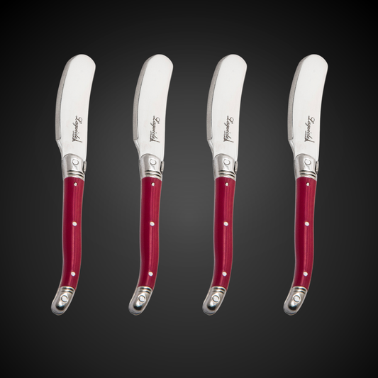 Conjunto 4 Facas De Luxo Para Manteiga Em Bandeja De Madeira, Bordeaux Laguiole