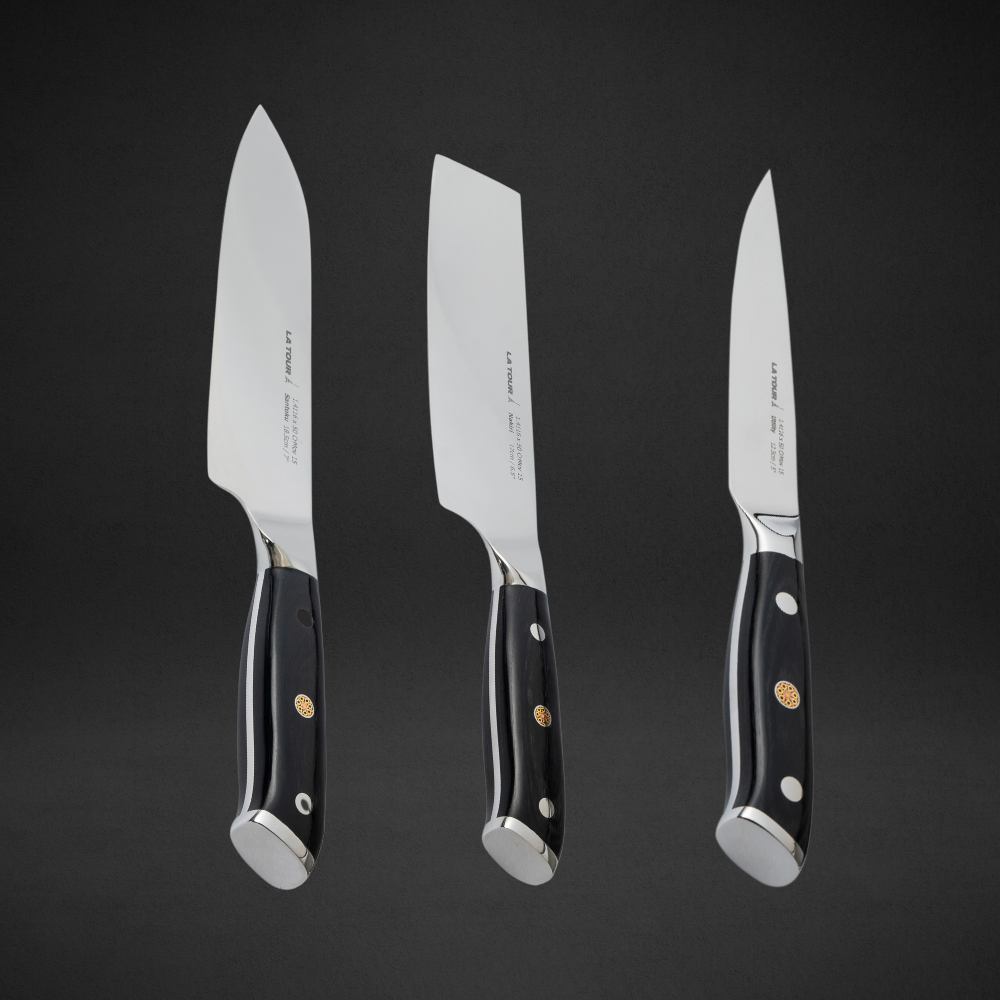 Jogo Facas La Tour Cabo Rígido Nakiri, Santoku E Utility