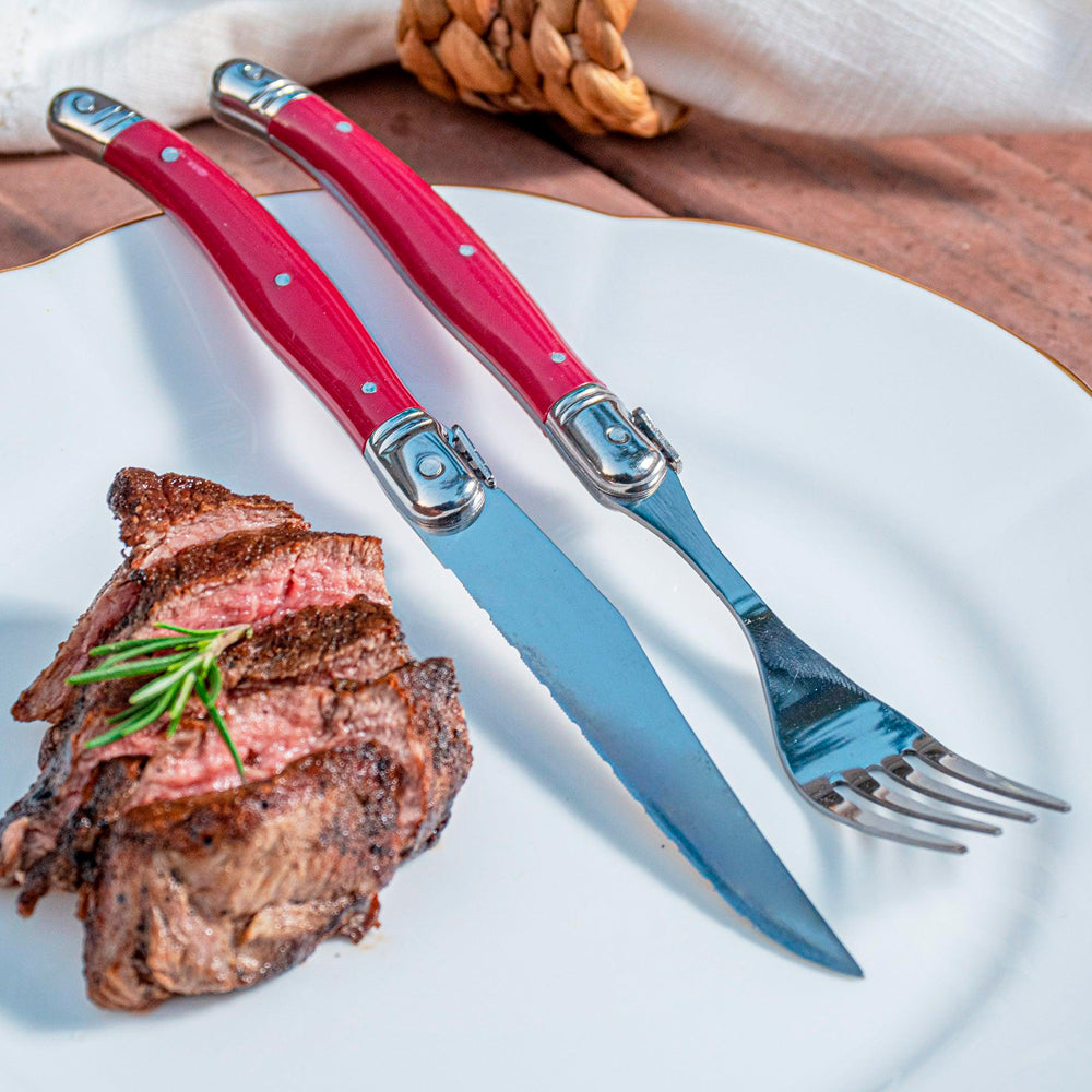 Conjunto De 6 Garfos Laguiole Luxo Em Bandeja De Madeira, Bordeax