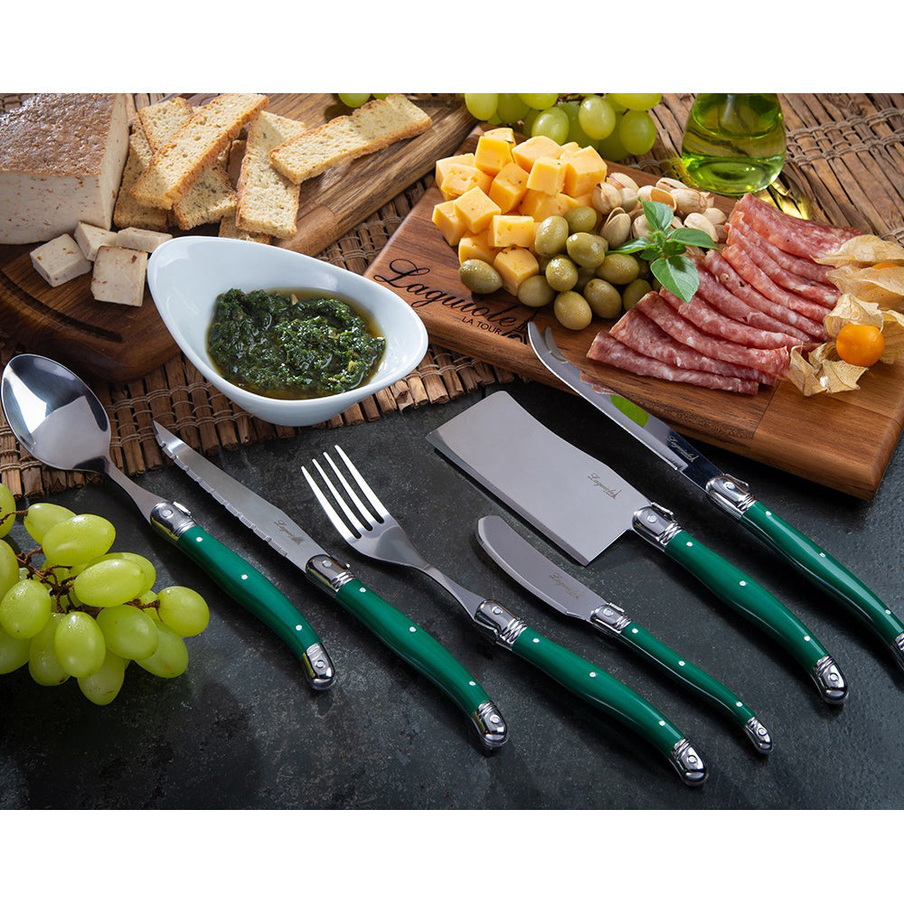 Conjunto De 6 Garfos Laguiole Luxo Em Bandeja De Madeira, Verde