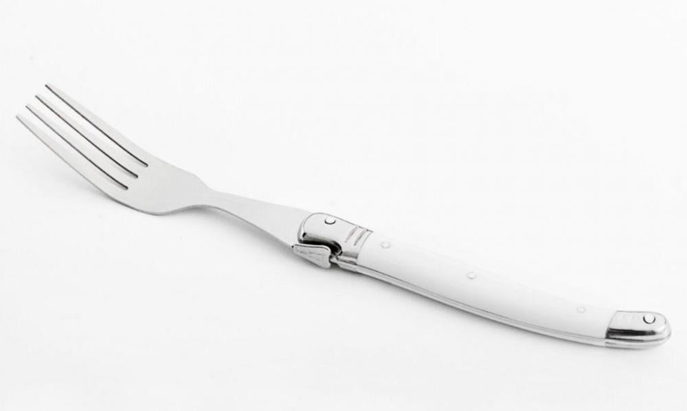 Conjunto De 6 Garfos Laguiole Luxo Em Bandeja De Madeira, Branco