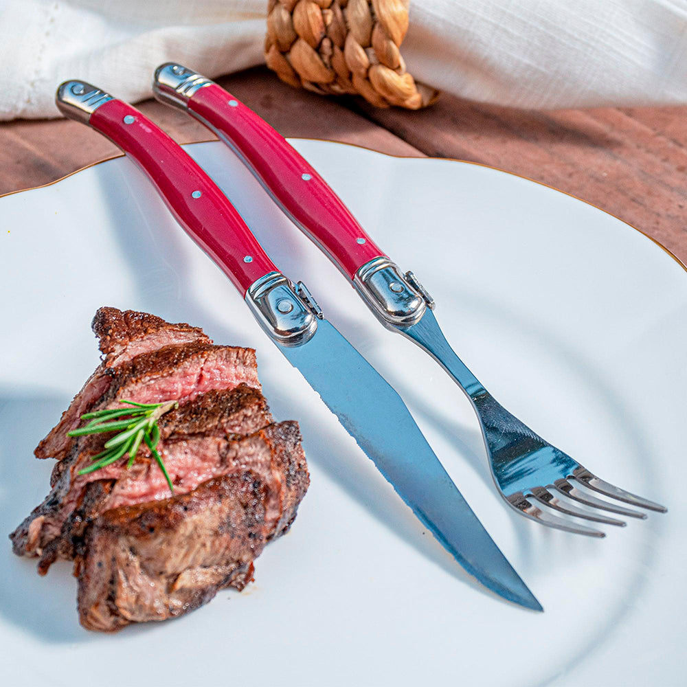 Conjunto De 6 Facas Laguiole Luxo Com Cepo De Madeira, Bordeaux