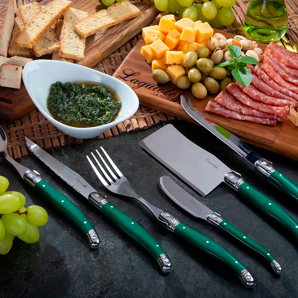 Conjunto De 6 Facas Laguiole Luxo Com Cepo De Madeira, Verde