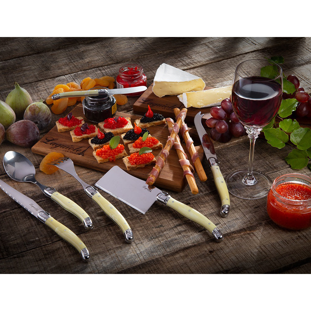 Conjunto De 6 Facas Laguiole Luxo Com Cepo De Madeira, Marfim