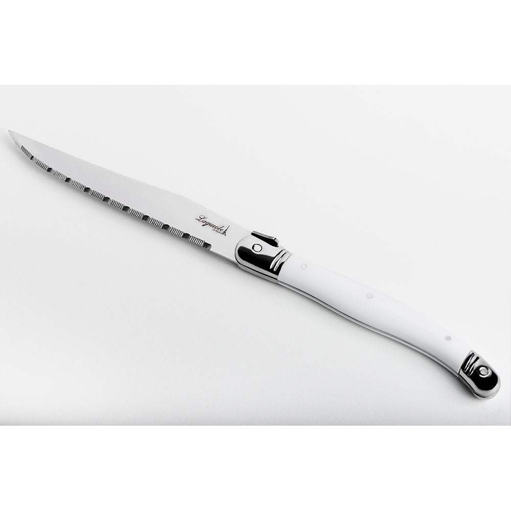 Conjunto De 6 Facas Laguiole Luxo Com Cepo De Madeira, Branco