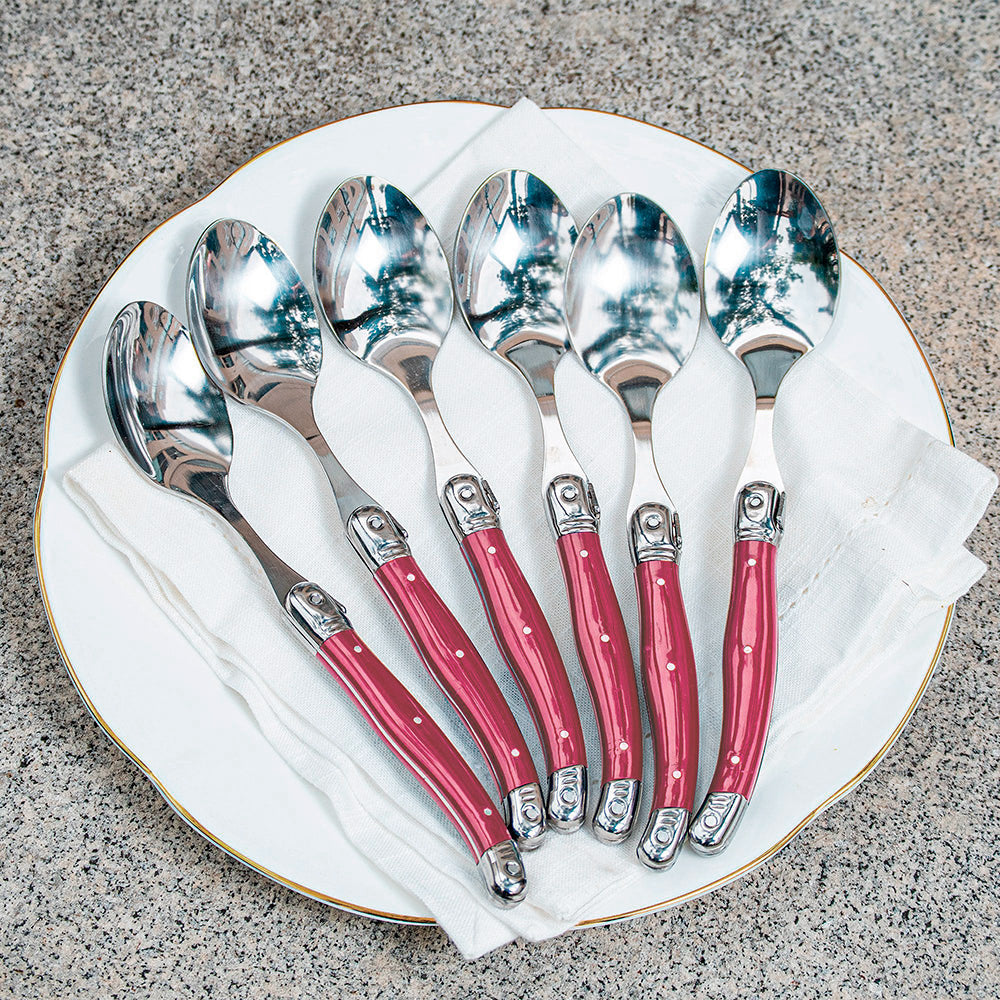 Conjunto De 6 Colheres Laguiole Luxo Em Bandeja De Madeira, Bordeax