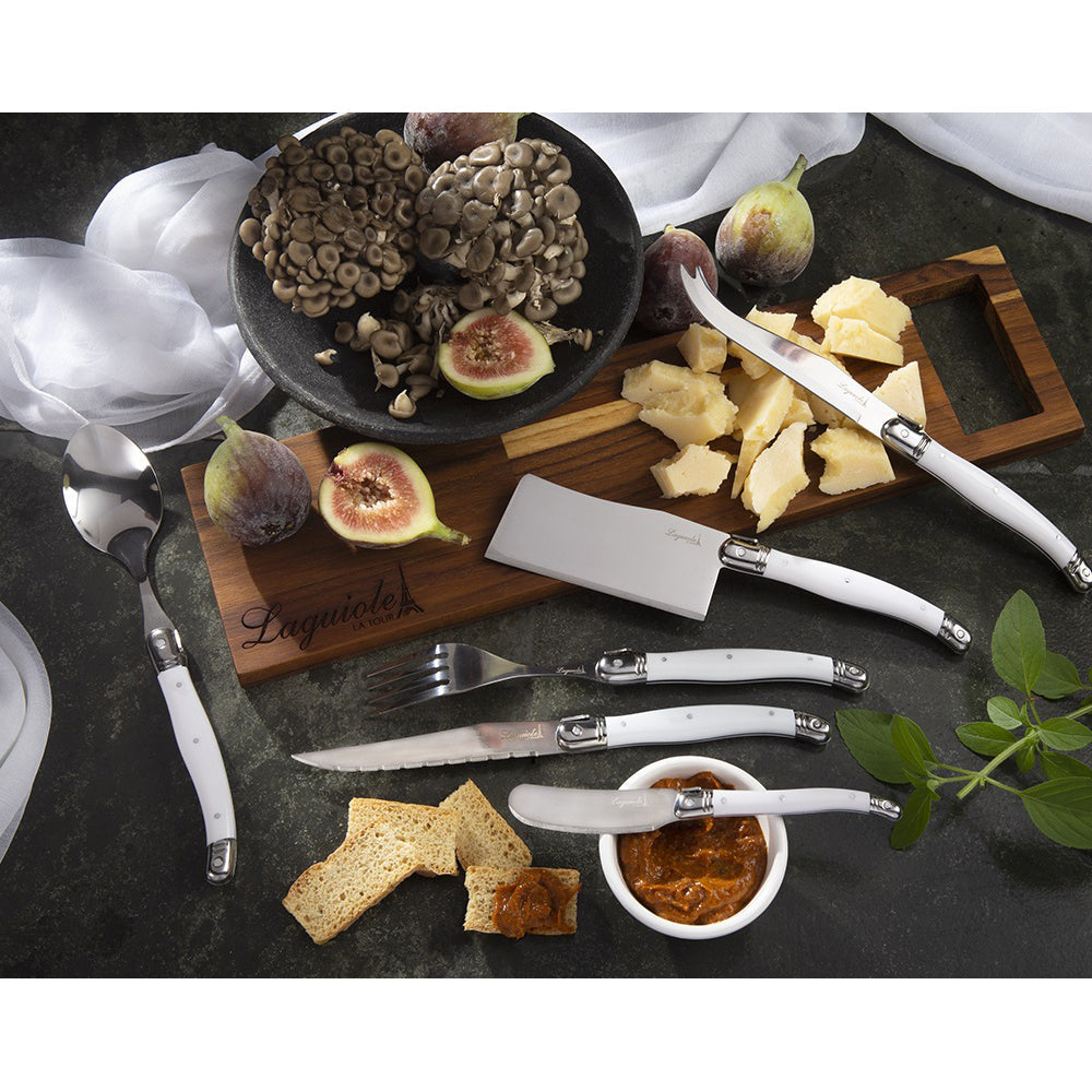 Conjunto De 6 Colheres Laguiole Luxo Em Bandeja De Madeira, Branco