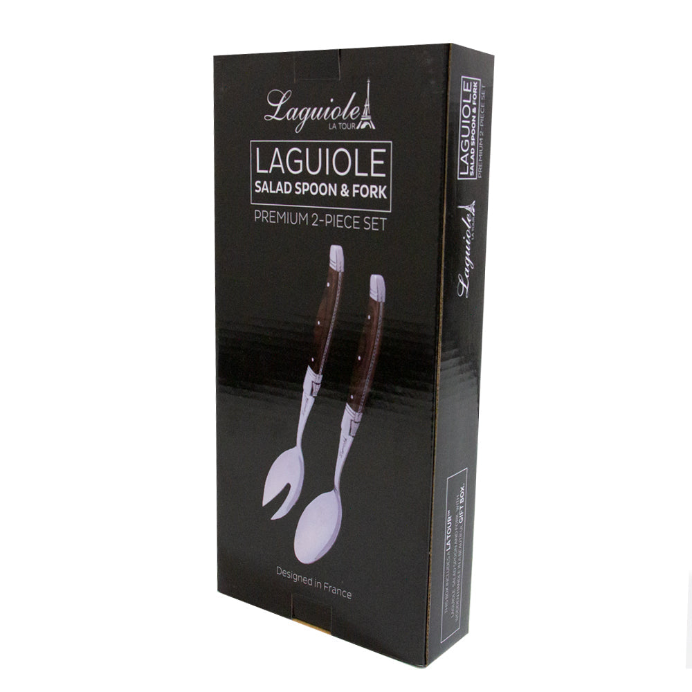 Conjunto De Talheres Laguiole Para Salada Ultra Premium Cabo Madeira