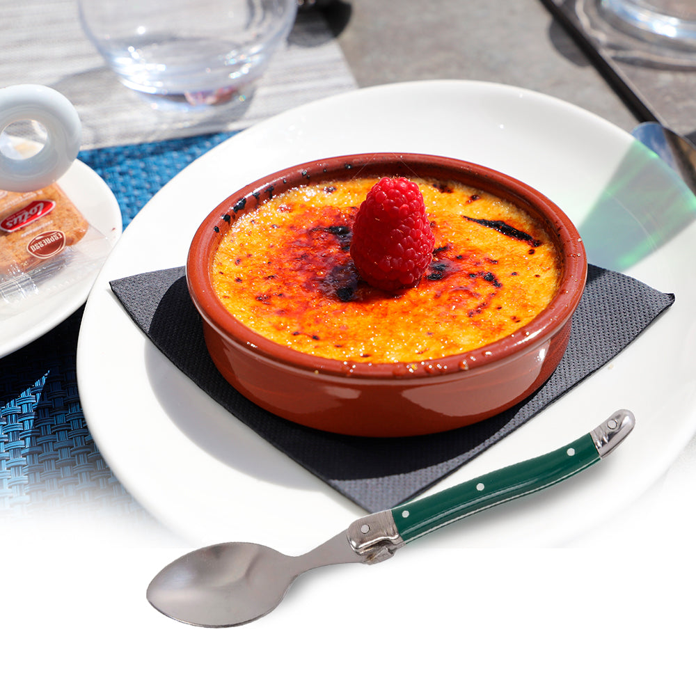 Conjunto De 6 Colheres Sobremesa Laguiole Luxo Em Bandeja De Madeira, Verde