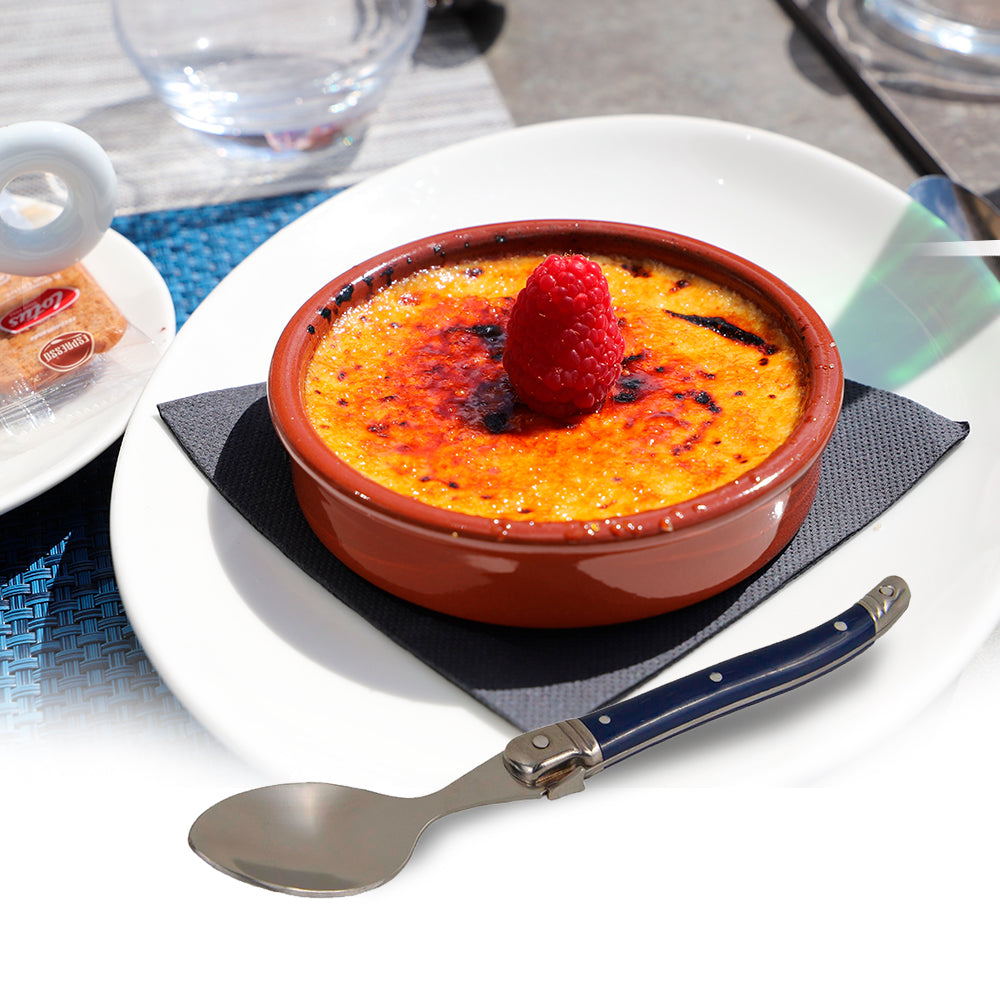 Conjunto De 6 Colheres Sobremesa Laguiole Luxo Em Bandeja De Madeira, Azul