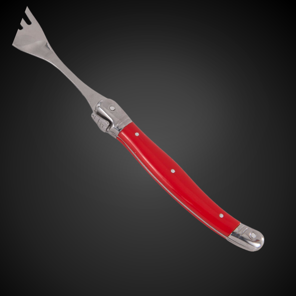 Conjunto De 6 Garfos Laguiole Luxo Em Bandeja De Madeira, Vermelho