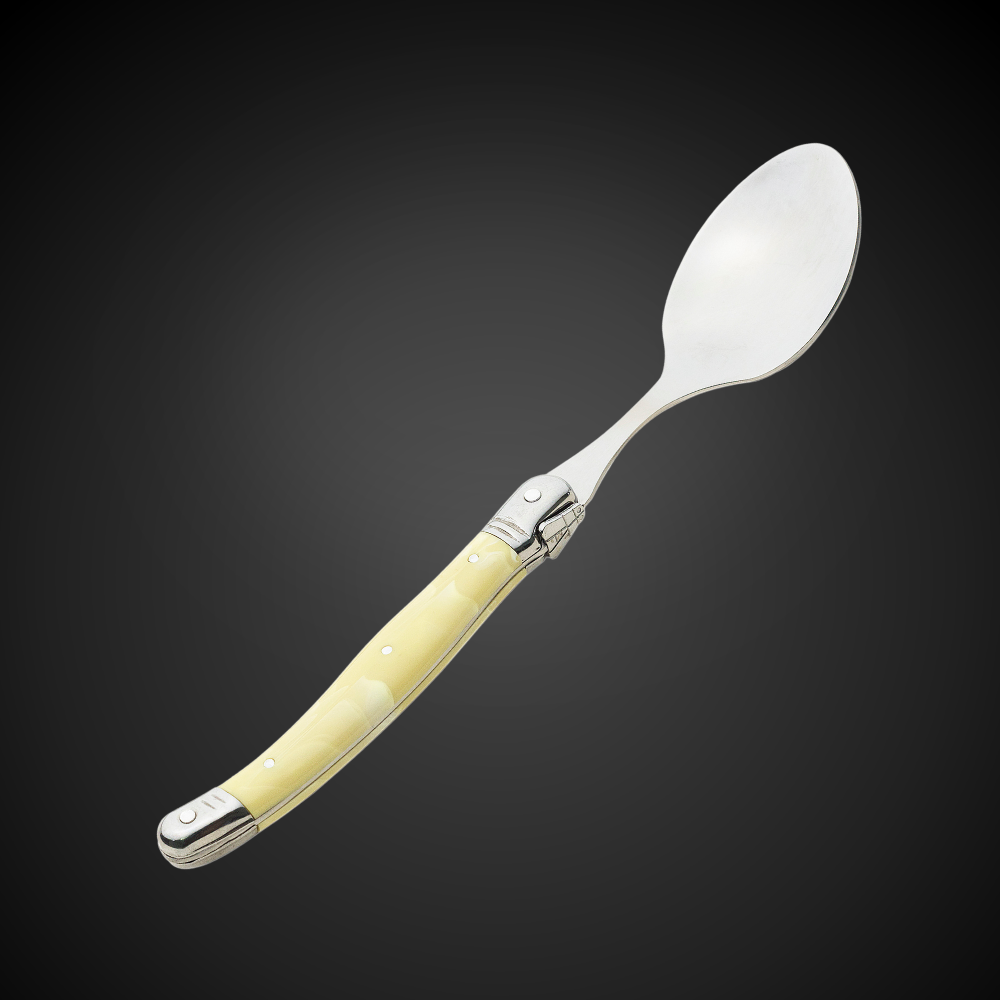 Conjunto De 6 Colheres Laguiole Luxo Em Bandeja De Madeira, Marfim