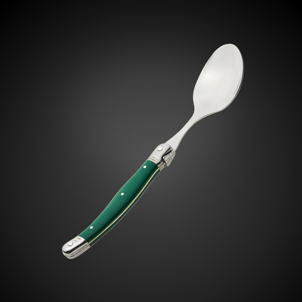 Conjunto De 6 Colheres Laguiole Luxo Em Bandeja De Madeira, Verde