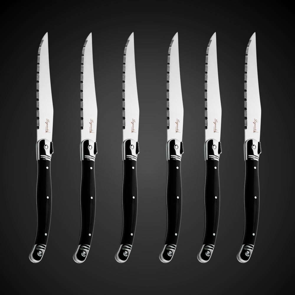 Conjunto De 6 Facas Laguiole Luxo Com Cepo De Madeira, Preto