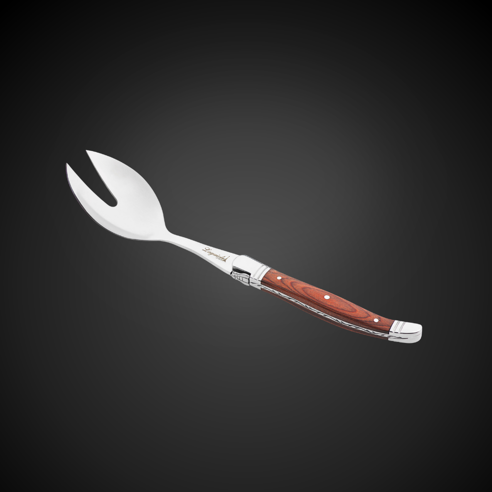 Conjunto De Talheres Laguiole Para Salada Ultra Premium Cabo Madeira