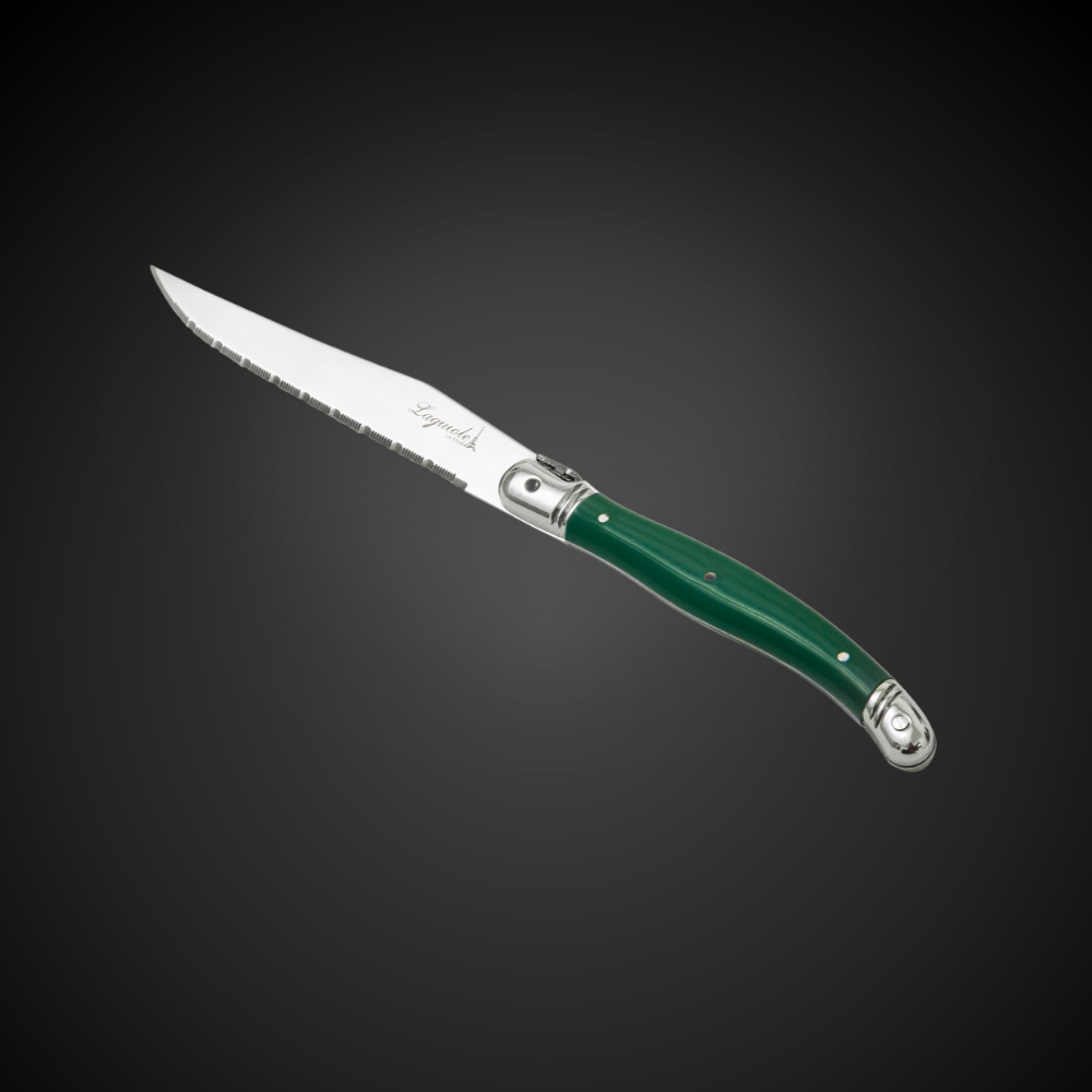 Conjunto De 6 Facas Laguiole Luxo Com Cepo De Madeira, Verde