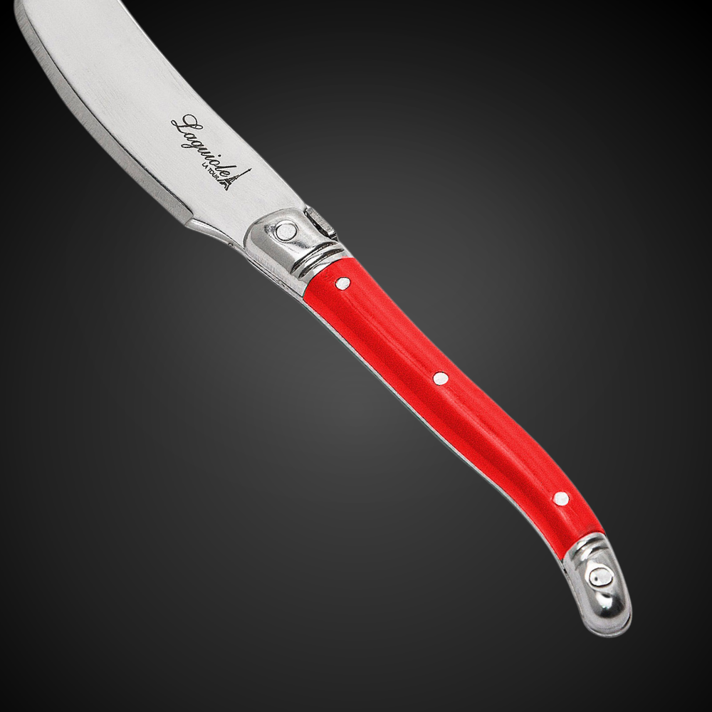 Conjunto De 4 Facas Laguiole Luxo Para Manteiga Em Bandeja De Madeira, Vermelho
