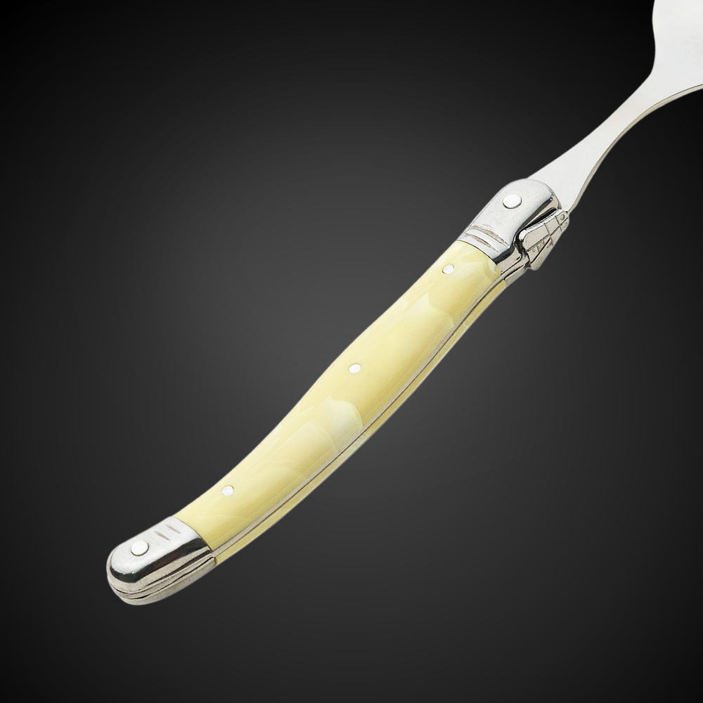 Conjunto De 6 Colheres Laguiole Luxo Em Bandeja De Madeira, Marfim