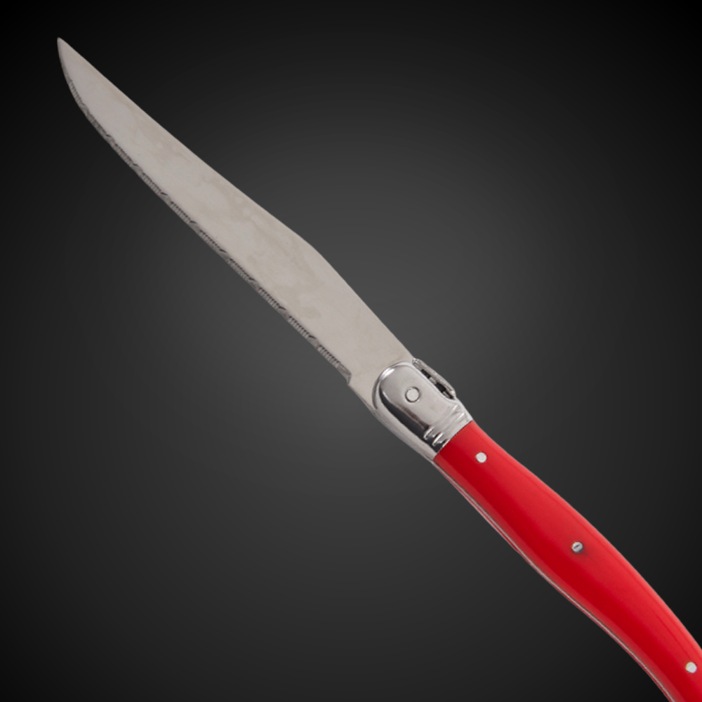 Conjunto De 6 Facas Laguiole Luxo Com Cepo De Madeira, Vermelho