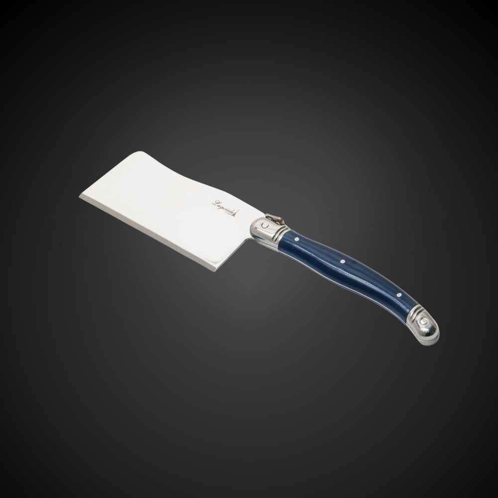 Conjunto De 3 Facas Laguiole Luxo Para Queijo Em Bandeja De Madeira, Azul