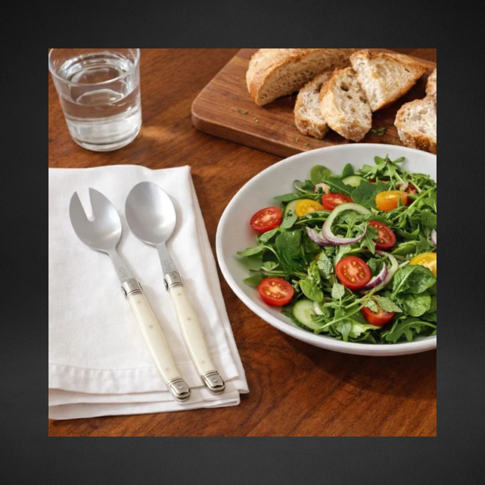 Conjunto Talheres Para Salada Laguiole La Tour Em Inox Cabo Branco